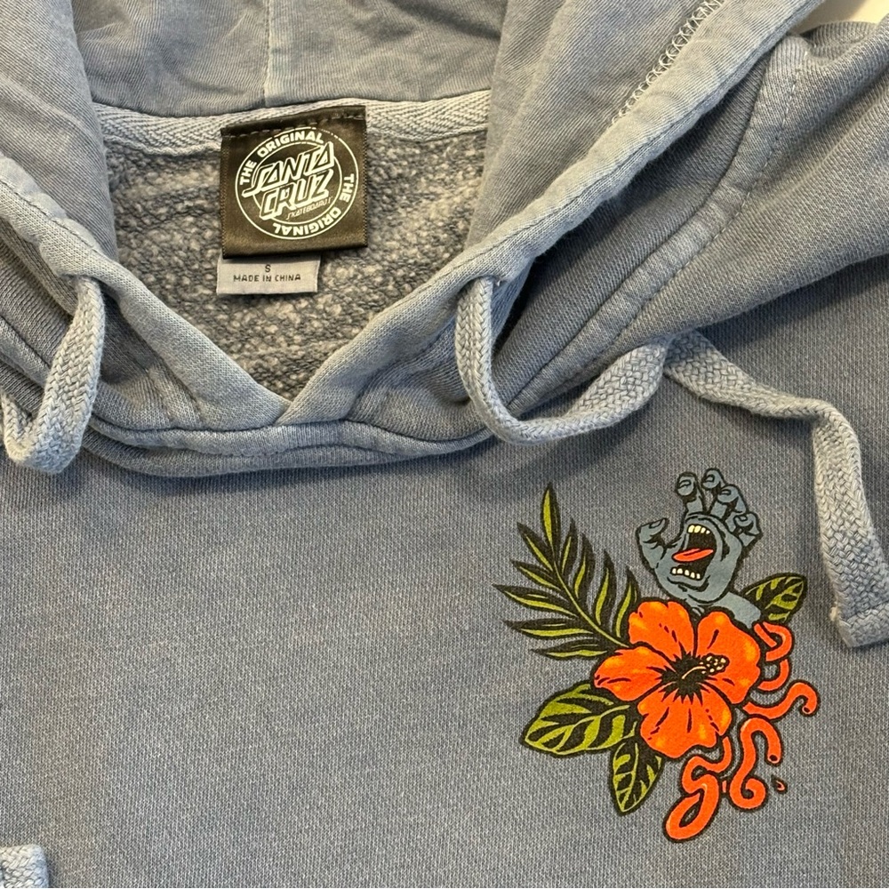 Santa Cruz Floral Hand Logo Blue Hoodie Men’s Small / Unisex Oversized - Picture 3 of 8